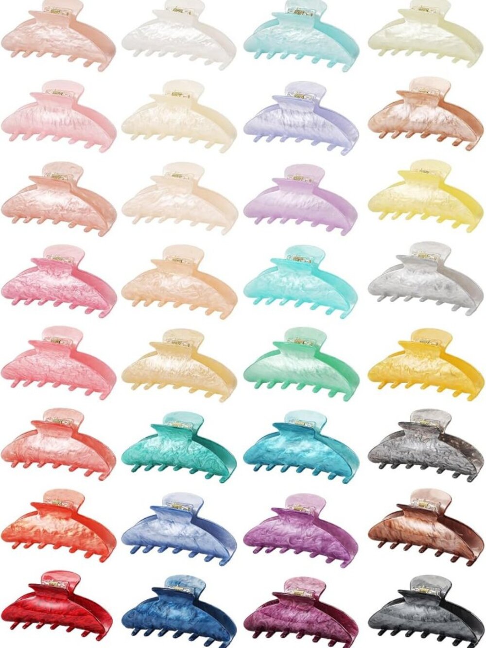32 PCS Large Acrylic Hair Claw Clips - Strong Hold, Non-Slip, Assorted Colors